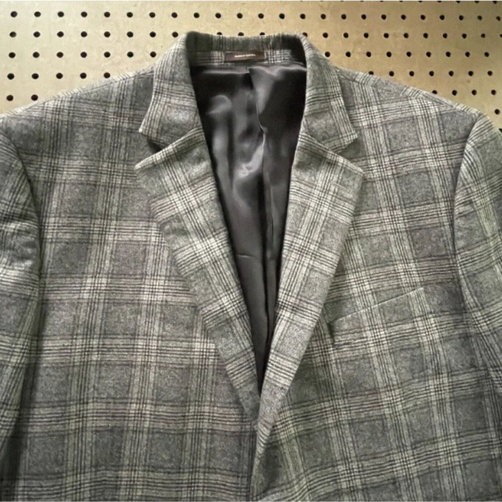 NWOT Peter Millar Sport Coat Mens 48 R Gray POW Plaid Flannel Wool Modern Canada